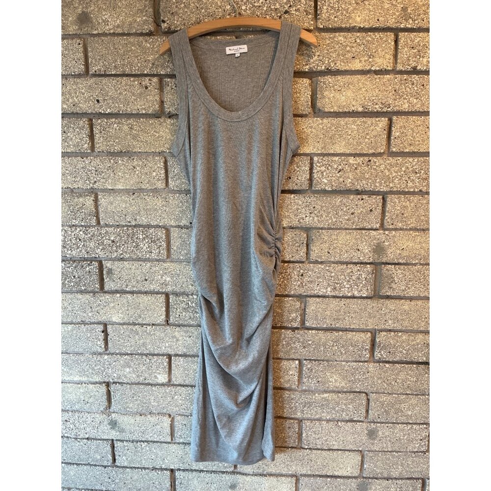 Michael Stars Gray Sleeveless Ruched Maxi Maternity  Dress XL Ribbed Knit Casual